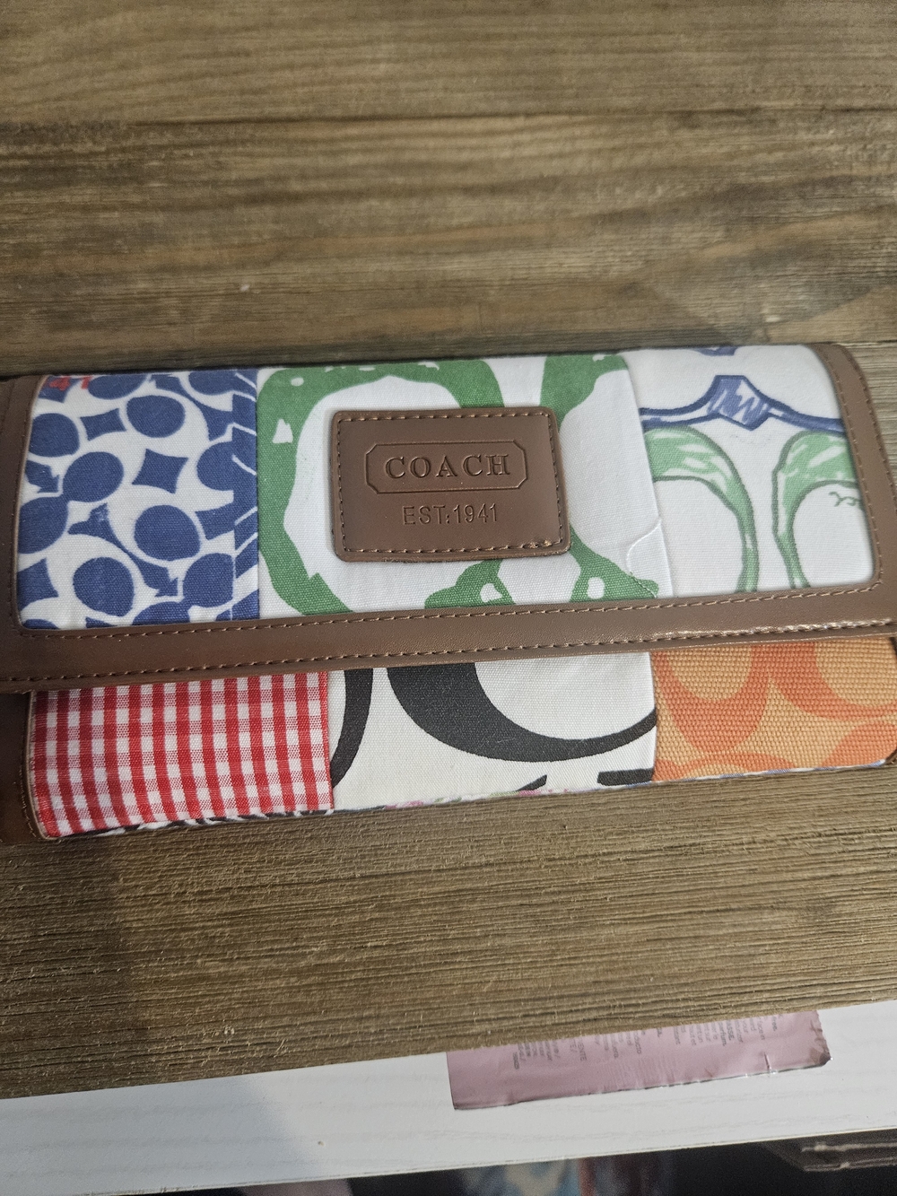 Vintage Coach Hamptons Weekend Patchwork Wallet.
